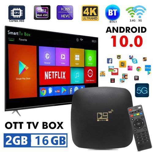 D9 Smart TV Box, Smart TV Set Top Box, 4K HD, 2G + 16G
