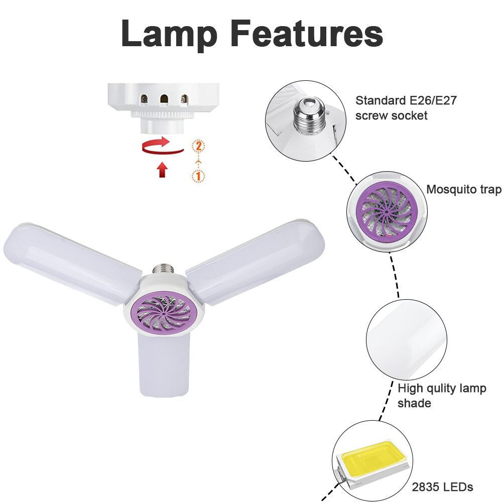 E27 30W 2 In 1 Anti Bug Insect LED Electronic Bulb Mosquito Killer Lamp Big Pest Control Light