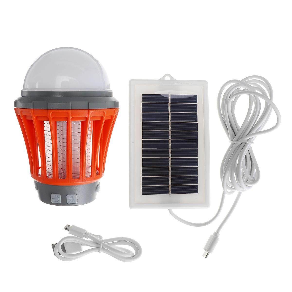 Outdoor LED Solar Pannel Lights Mosquito Lamp Insect Killer USB Mobile Charger Green/Orange Orange