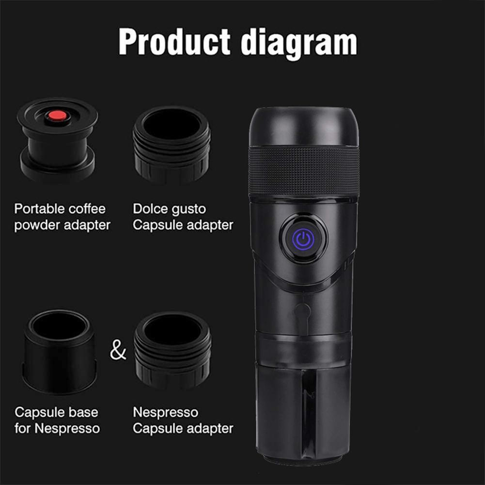 Portable Electric Mini Coffee Machine Rechargeable Capsule Coffee Maker Car Travel Outdoor Automatic Espresso Maker