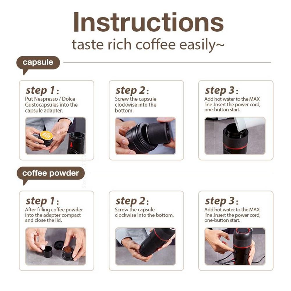 Portable Electric Mini Coffee Machine Rechargeable Capsule Coffee Maker Car Travel Outdoor Automatic Espresso Maker