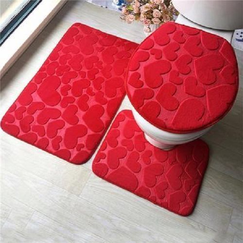 3-in-1 Toilet Rug Set  Cover+ Floor Footmat - Floormat