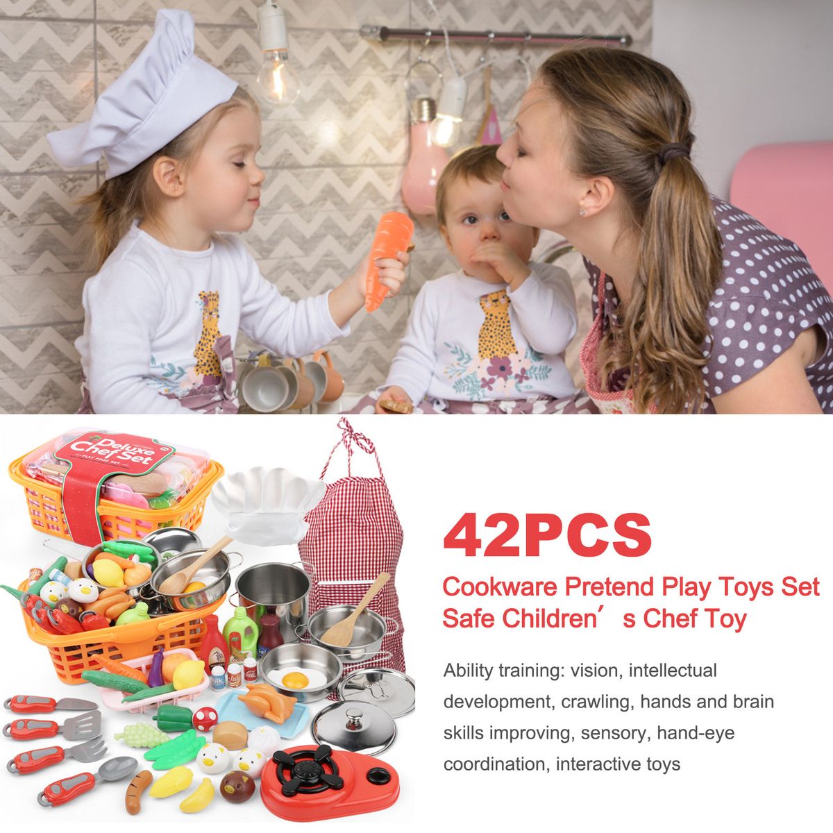 Mini Kitchen Children Cookware Pot Pan Cook Play Toy Set