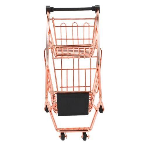 Mini Double Layers Shopping Cart Model Wrought Iron