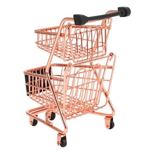 Mini Double Layers Shopping Cart Model Wrought Iron