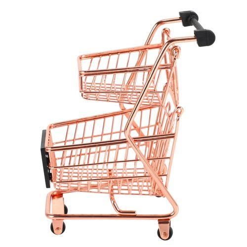 Mini Double Layers Shopping Cart Model Wrought Iron