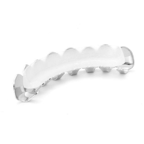 14K Gold Plated Hip Hop Teeth Grillz Top & Bottom Grill Set Silver