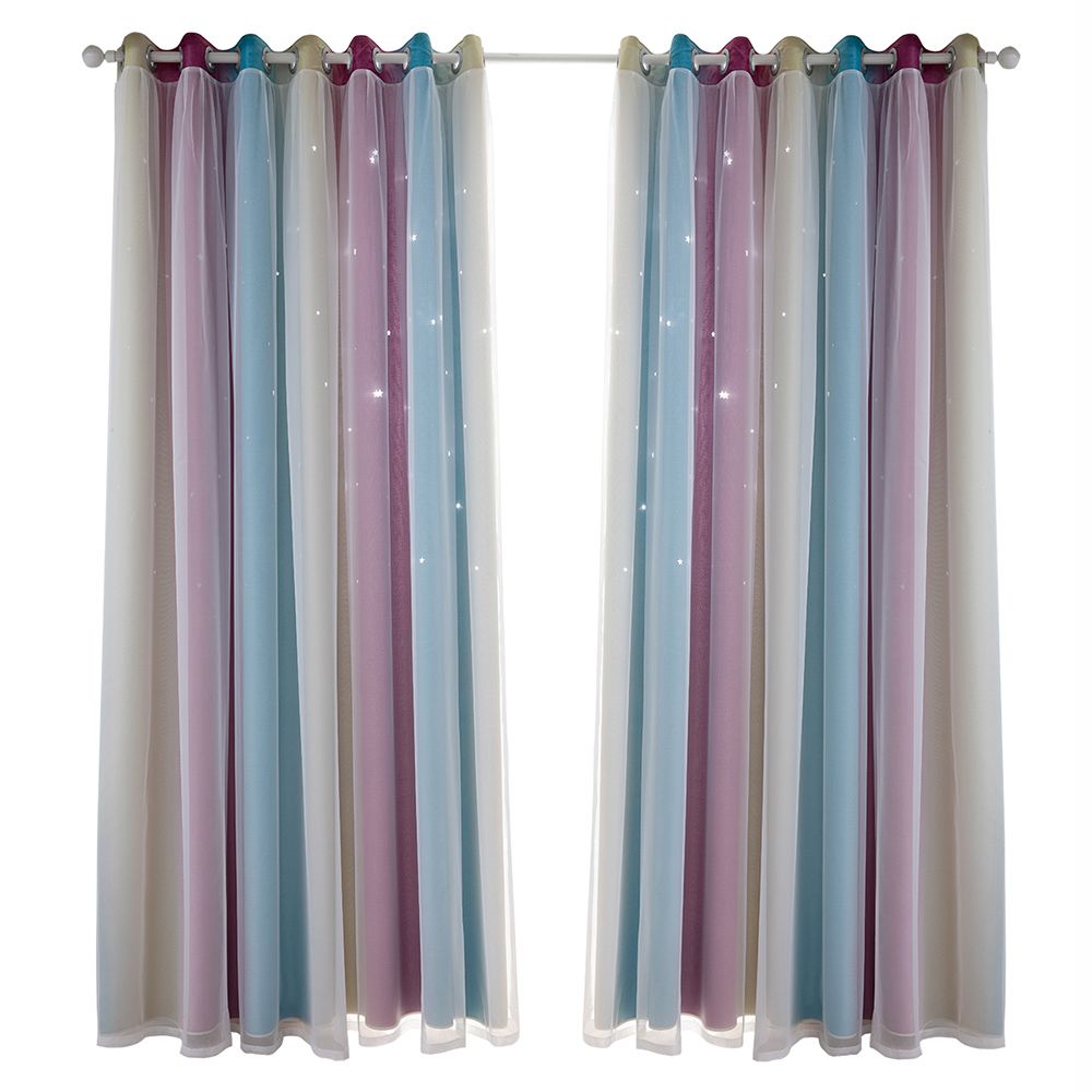2PCS Star Curtains Blackout High Precision Curtains For Kids