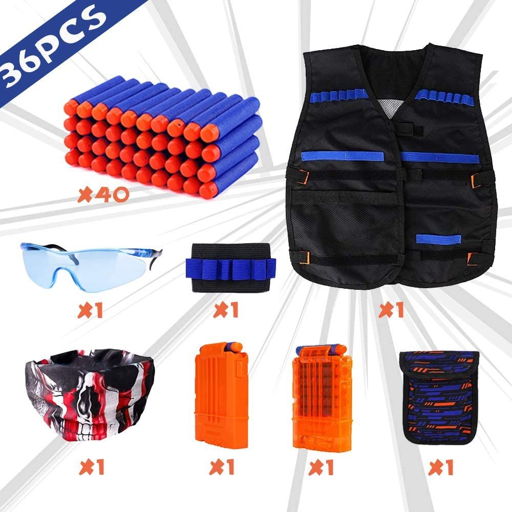 Kids Tactical Dress Kit For Nerf Guns N-Strike Elite Series With 40 Bullets Refill Darts