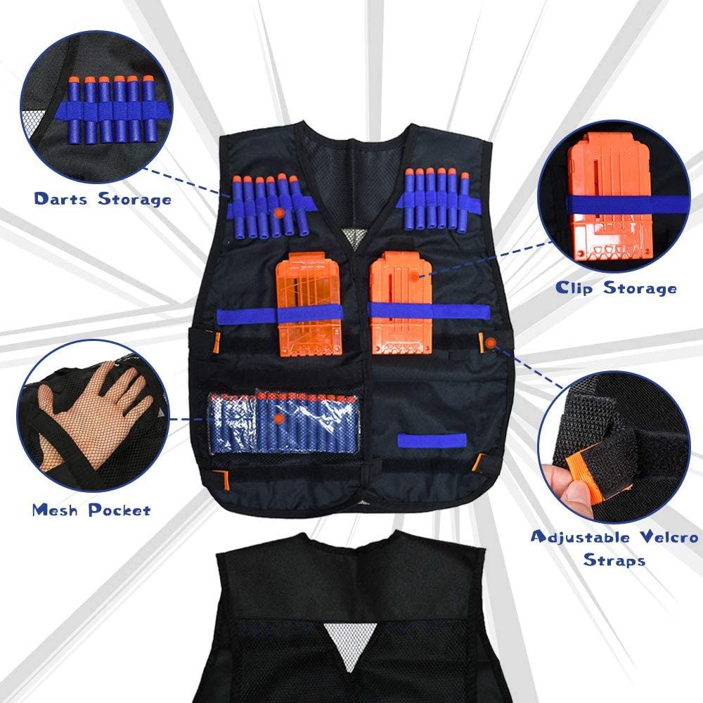 Kids Tactical Dress Kit For Nerf Guns N-Strike Elite Series With 40 Bullets Refill Darts