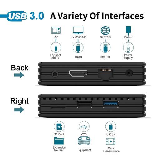 HK1COOL 4K UHD Smart TV Box With Remote Controller, Android 9.0 RK3318 Quad-core Cortex-A53, 4GB+128GB, Support WiFi & BT & AV & HDMI & RJ45 & TF Card