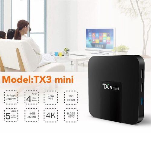 TX3 Mini 4K HD Smart TV BOX,Android 7.1,S905W Quad Core Cortex-A53 Up To 2GHz,1GB+8GB, Support TF Card, SPDIF, LAN, AV, WiFi(Black)