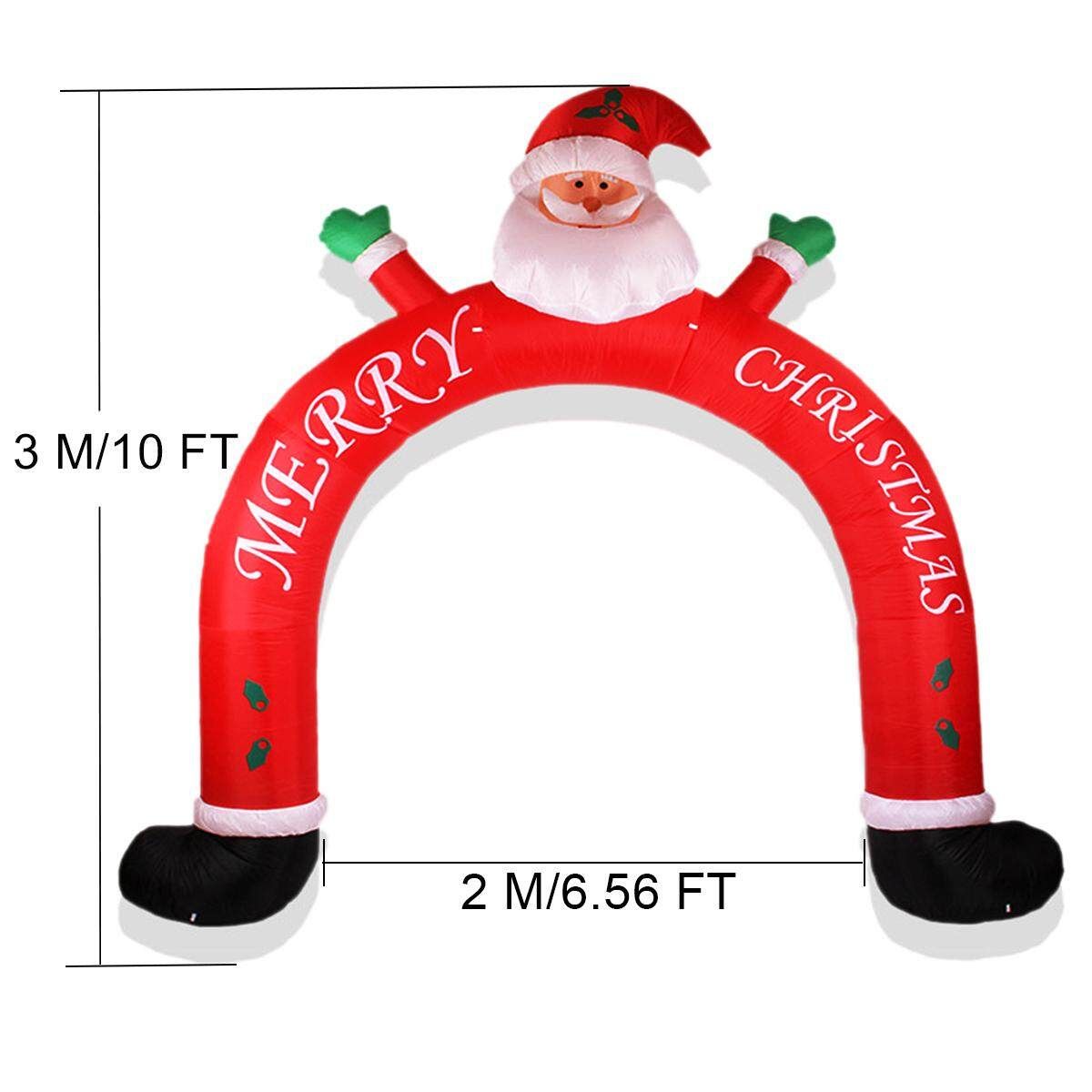 3 Meter Tall Lighted Christmas Inflatable Archway With Santa Claus And Snowman Party Decoration Red