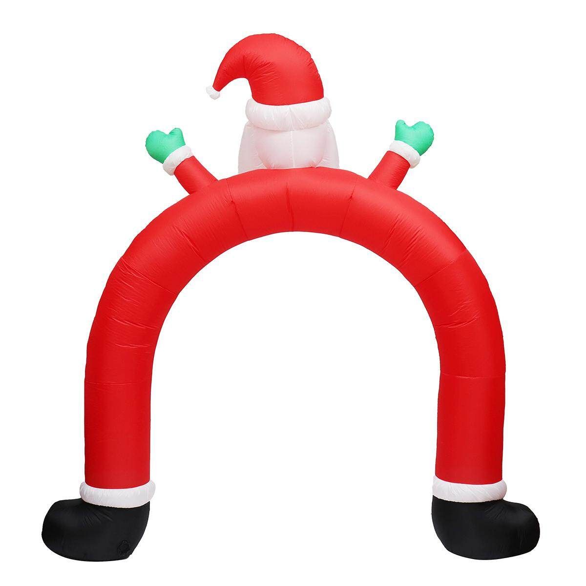 3 Meter Tall Lighted Christmas Inflatable Archway With Santa Claus And Snowman Party Decoration Red
