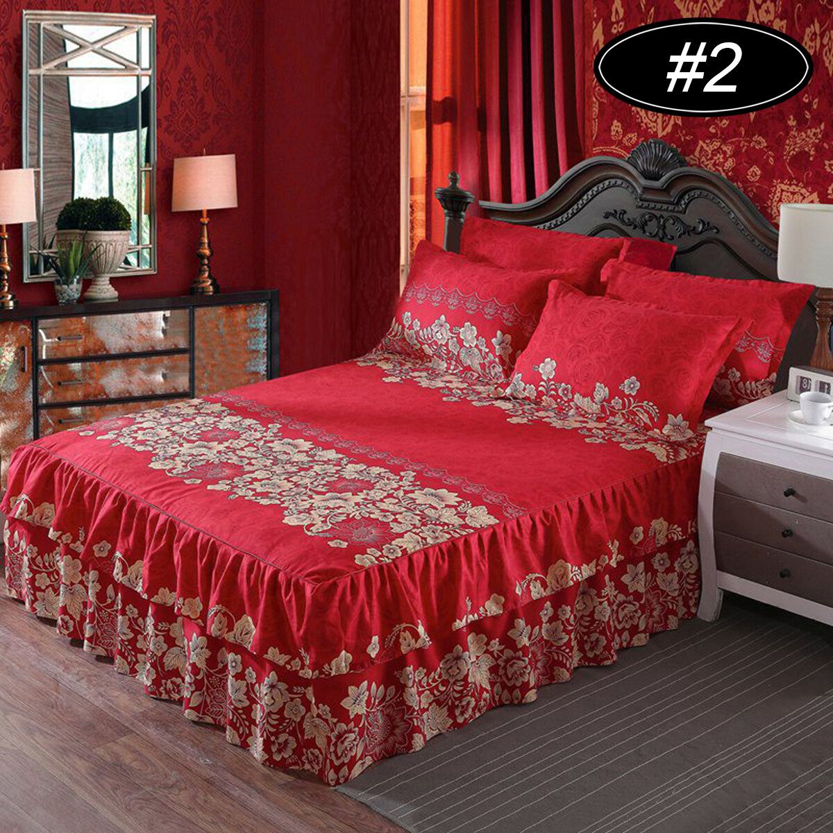 4 Types 4 Sizes Flower Bed Skirt Bed Fitted Sheet Cover Bedspread Pillowcase Home Hotel Type4 2pcs Pillowcase
