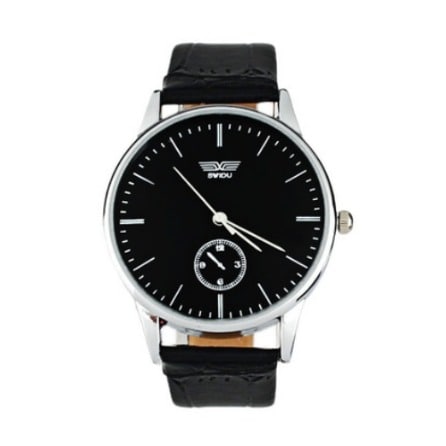 Unisex Analog Leather Strap Wristwatch