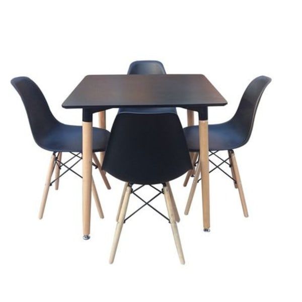 Square Dinning Table + 4 Strong Plastic Chairs
