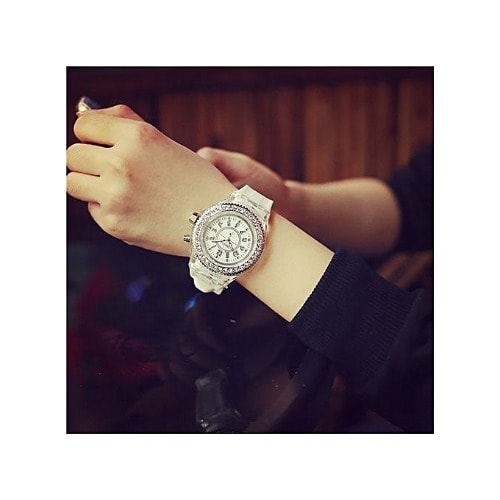 Led Backlight Sport Waterproof Quartz Wrist Watches-white