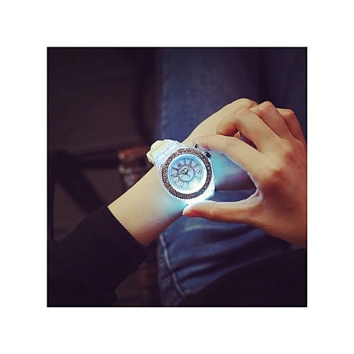 Led Backlight Sport Waterproof Quartz Wrist Watches-white