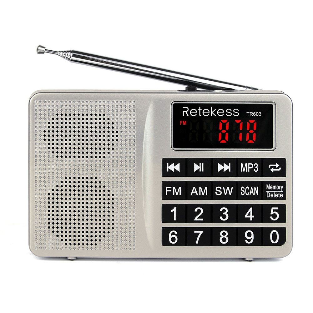 TR603 AM FM Radio Shortwave Transistor Digital Tuning Receiver MP3 Player Support TF Card With Rechargeable Li-Ion Battery