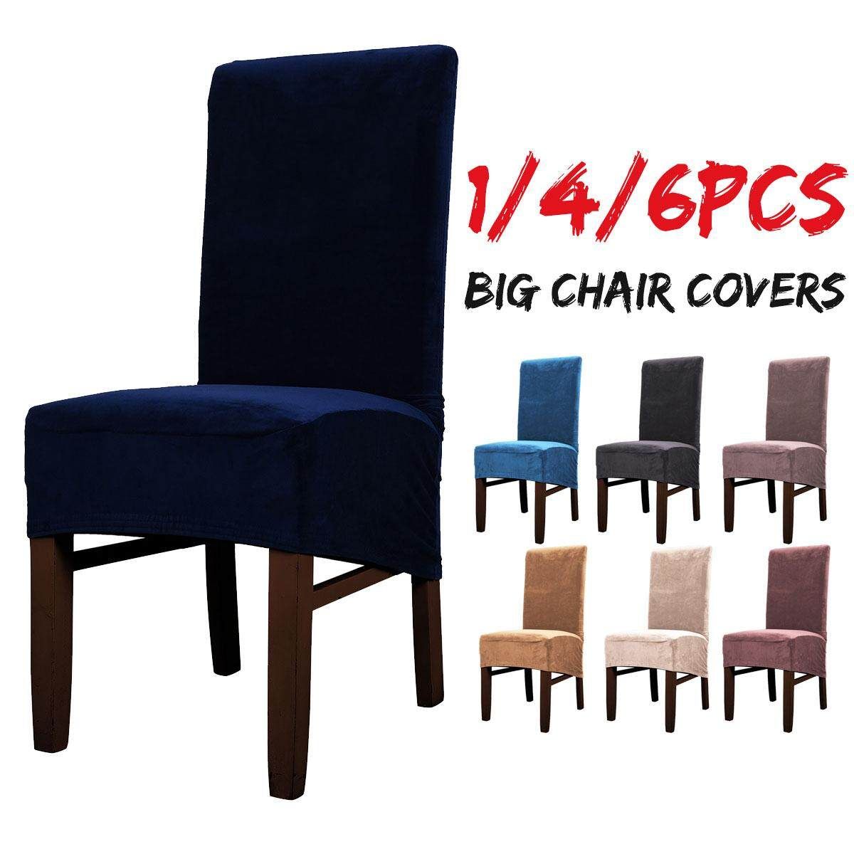 1/4Pcs Stretch Dining Chair Cover Seat Slipcover Plush Protector For Banquet Restaurant Wedding Camel