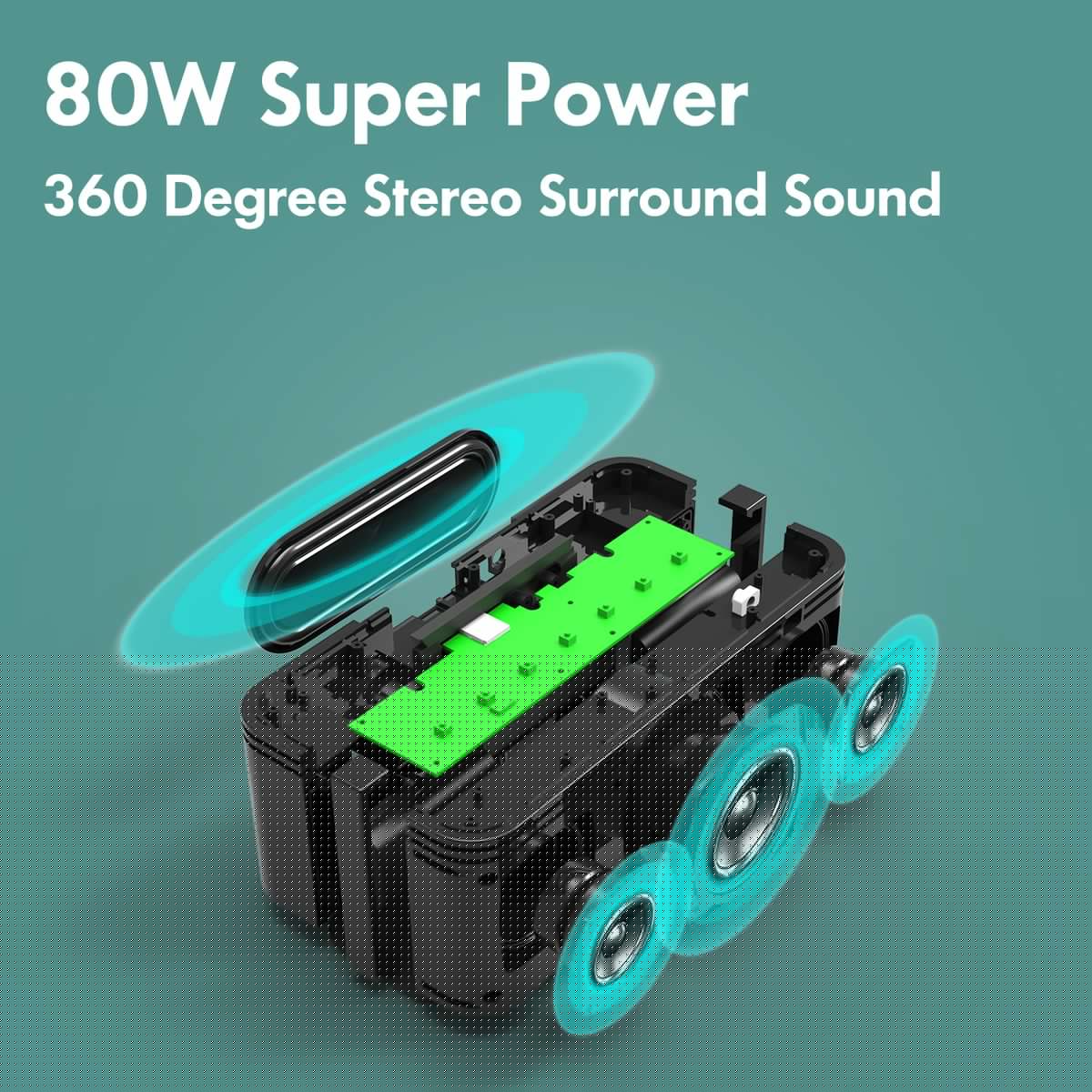 Portable Bluetooth Speaker Subwoofer 80w IPX7 For Outdoor
