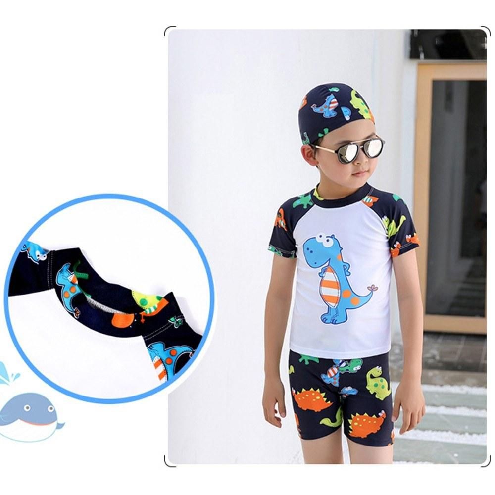 Boy Swimwear 3 Piece Swimsuit Age 2-12 Baby Boy Kid Child Summer Swim Wear Shorts Cartoon Print Toddler Swimming Trunks with Hat
