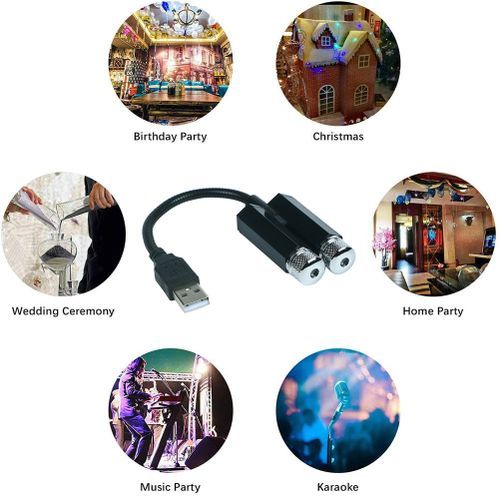 Multicolor Double USB Car Decorative LED Star Light Mini LED Projector Car Roof Star Night Light Projector