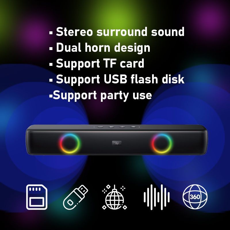 Extra Bass Bluetooth Speaker RGB LED Portable Sound Bar