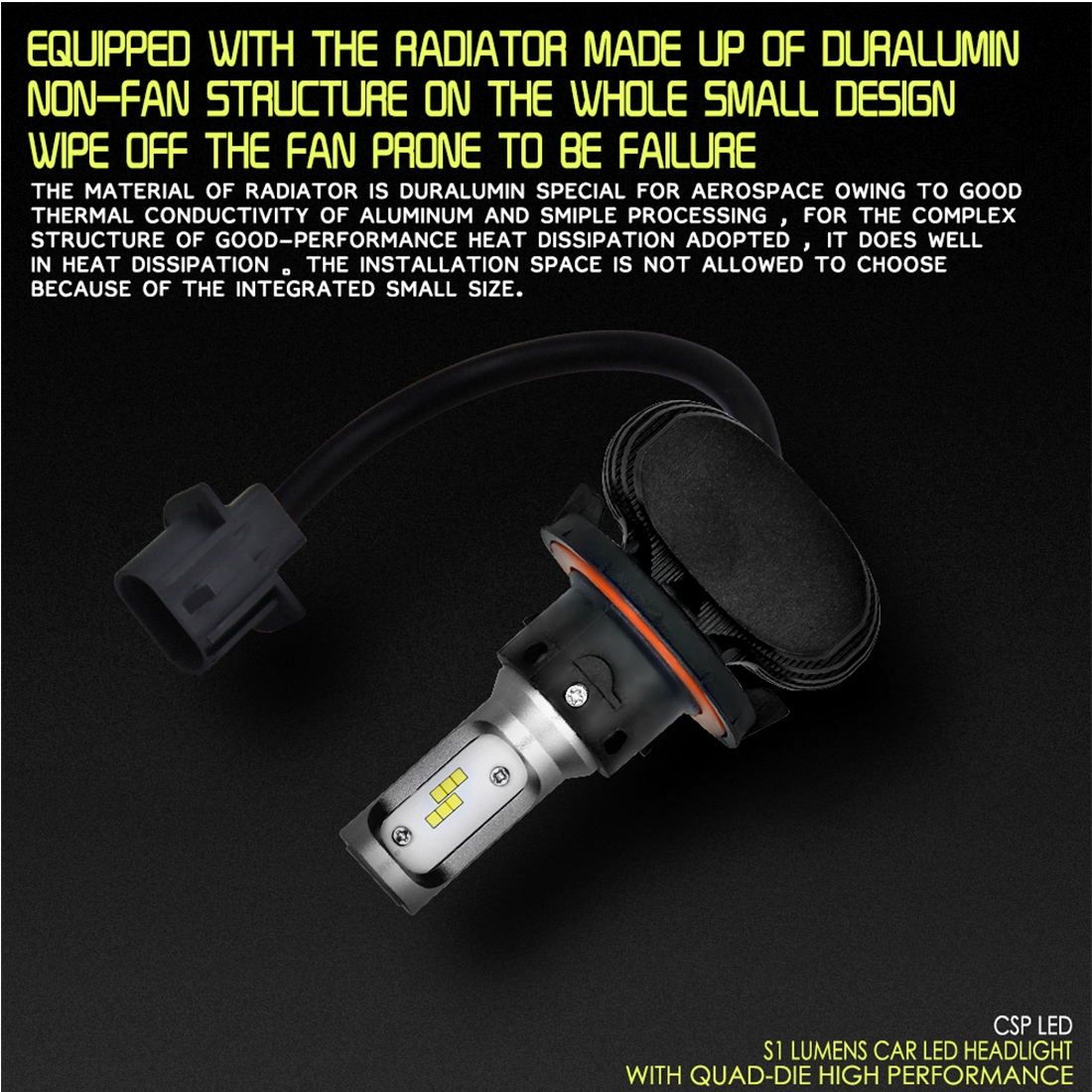 2 PCS H13 IP65 Waterproof 6 CSP LED Car Headlight Bulb