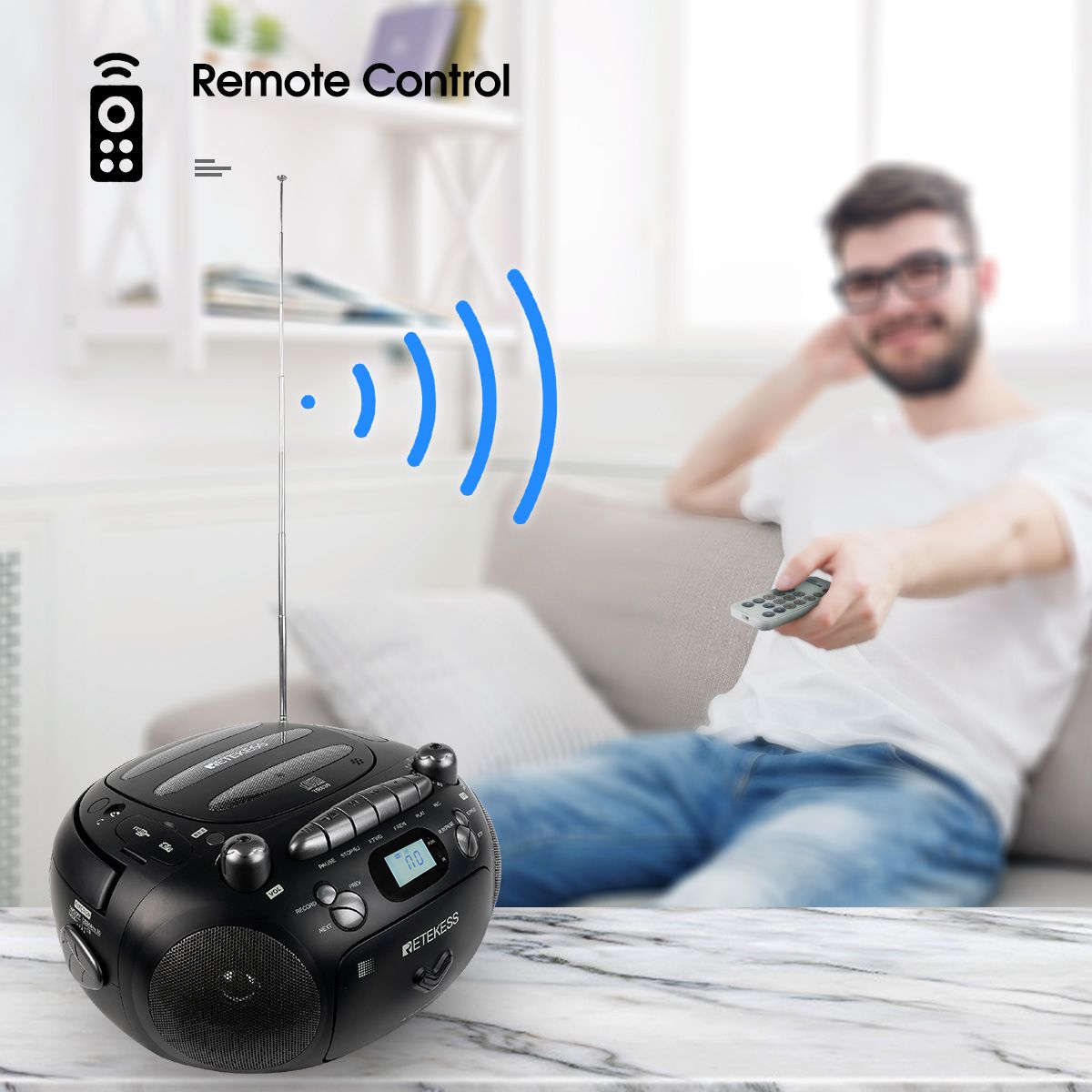 TR630 CD Player Boombox Stereo Portable Radio FM AM Cassette Tape 3W Speaker TF USB Recording Remote Control For Home