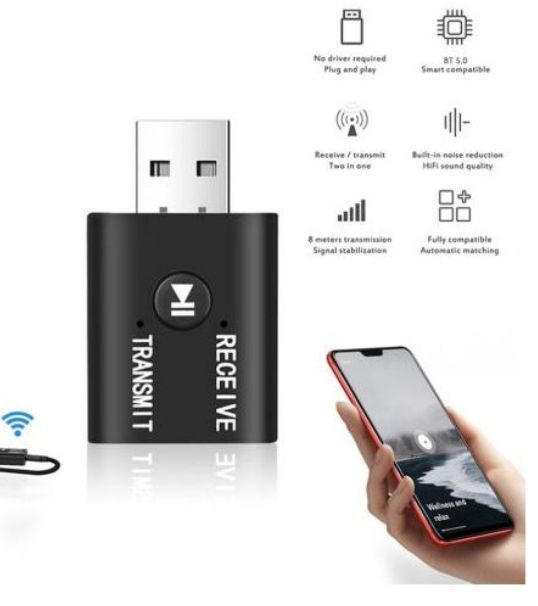 Wireless Audio  Bluetooth Transmitter Receiver 2 In 1