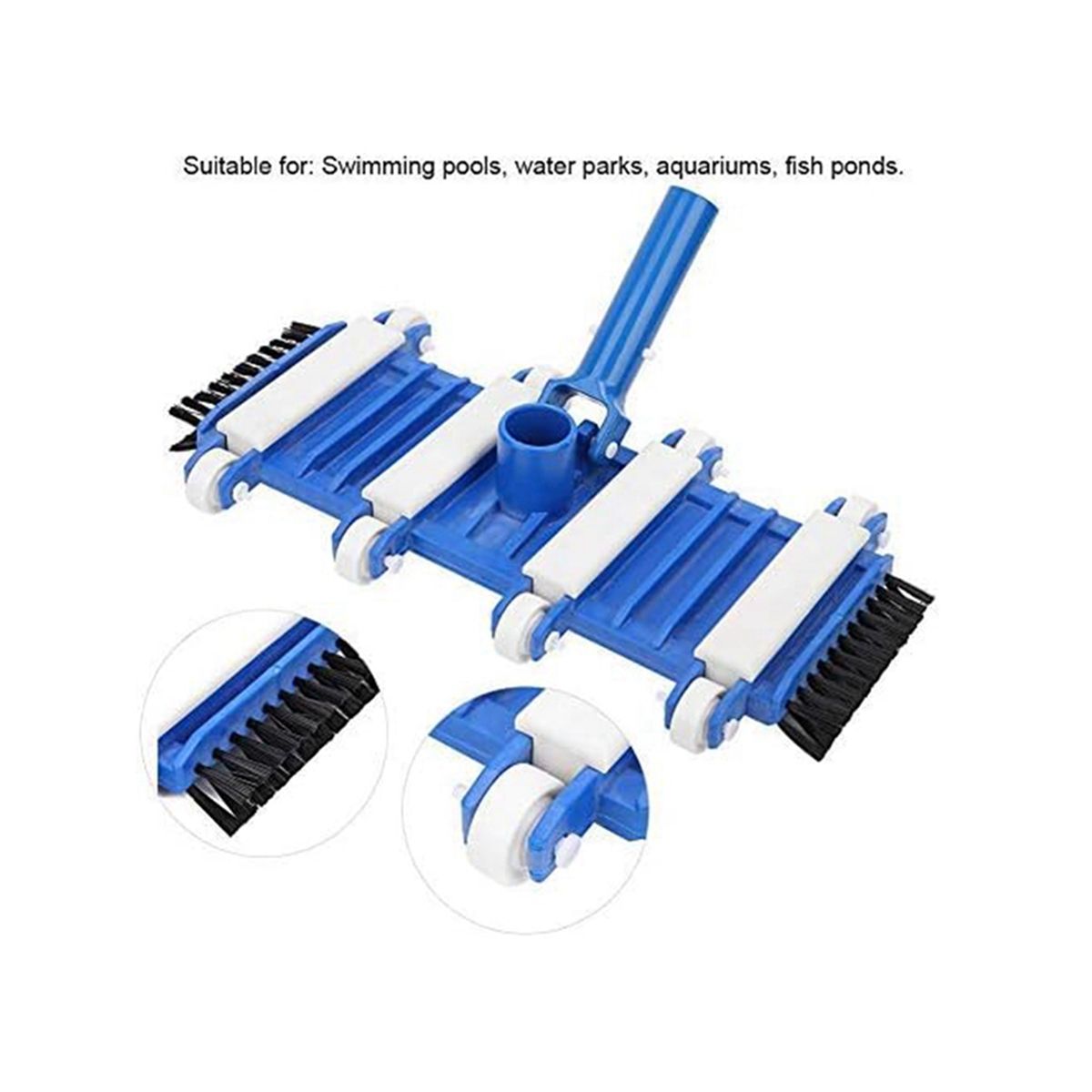 Swimming Pool Vacuum Head with Side Brush Wheel Wall