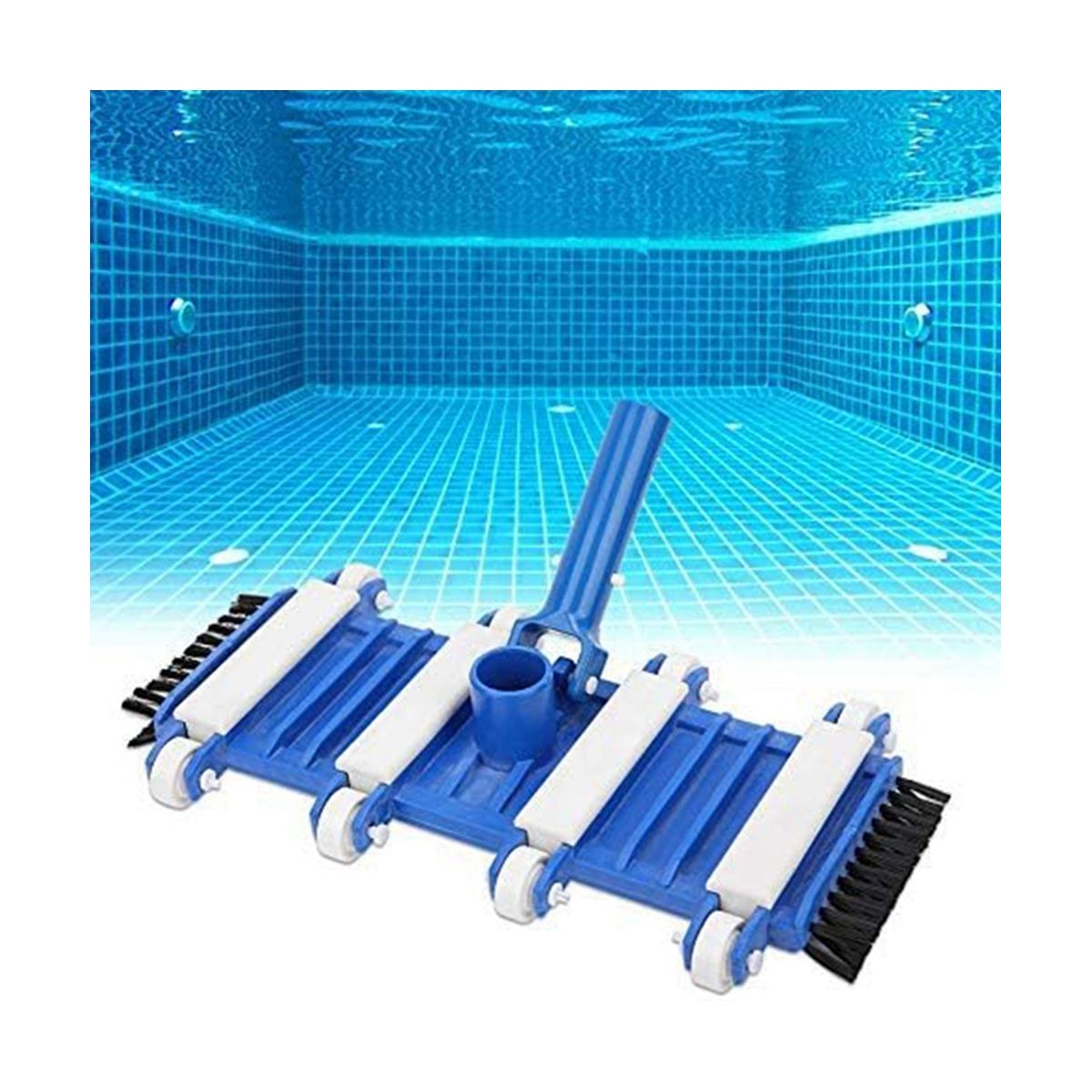 Swimming Pool Vacuum Head with Side Brush Wheel Wall
