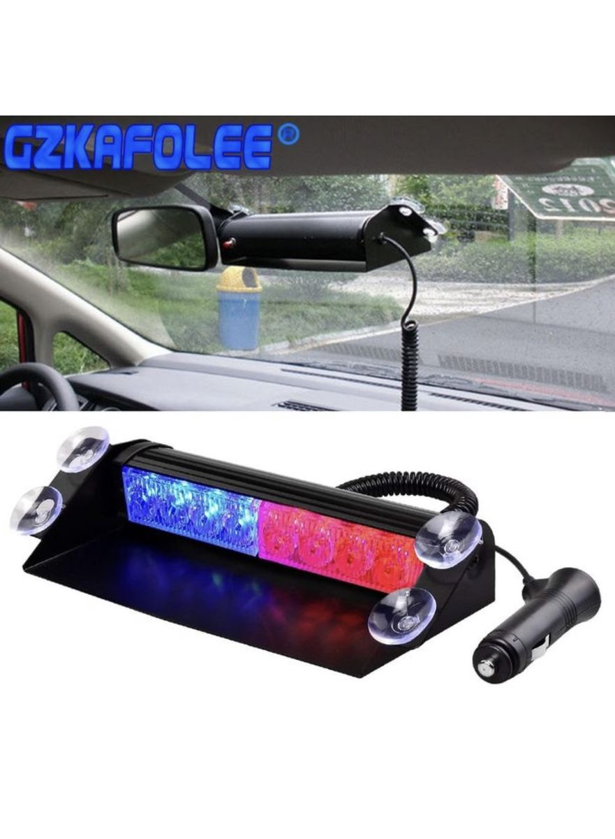Decorative Windscreen Fancy Strobe Light Red Blue White