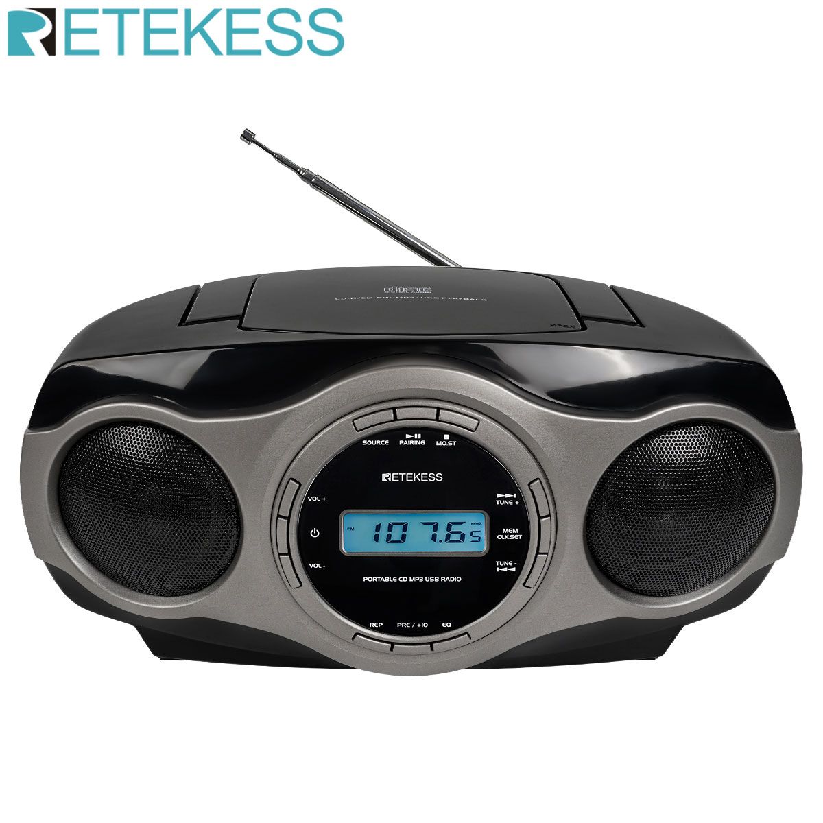 TR631 Portable CD Boombox Stereo Radio FM Bluetooth 3W Speaker LCD Display Support Alarm Clock MP3 AAC USB AUX Elder