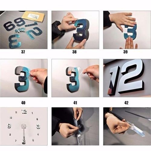 3D Wall Clock Sticker DIY Brief Living Decor Silent Acrylic