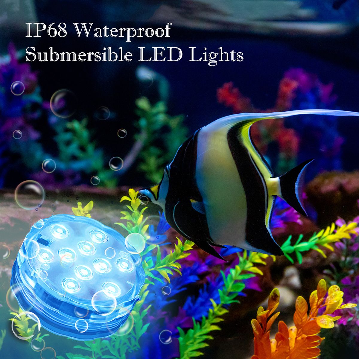 4PCS Submersible LED Lights With Remotes RGB 16 Colors
