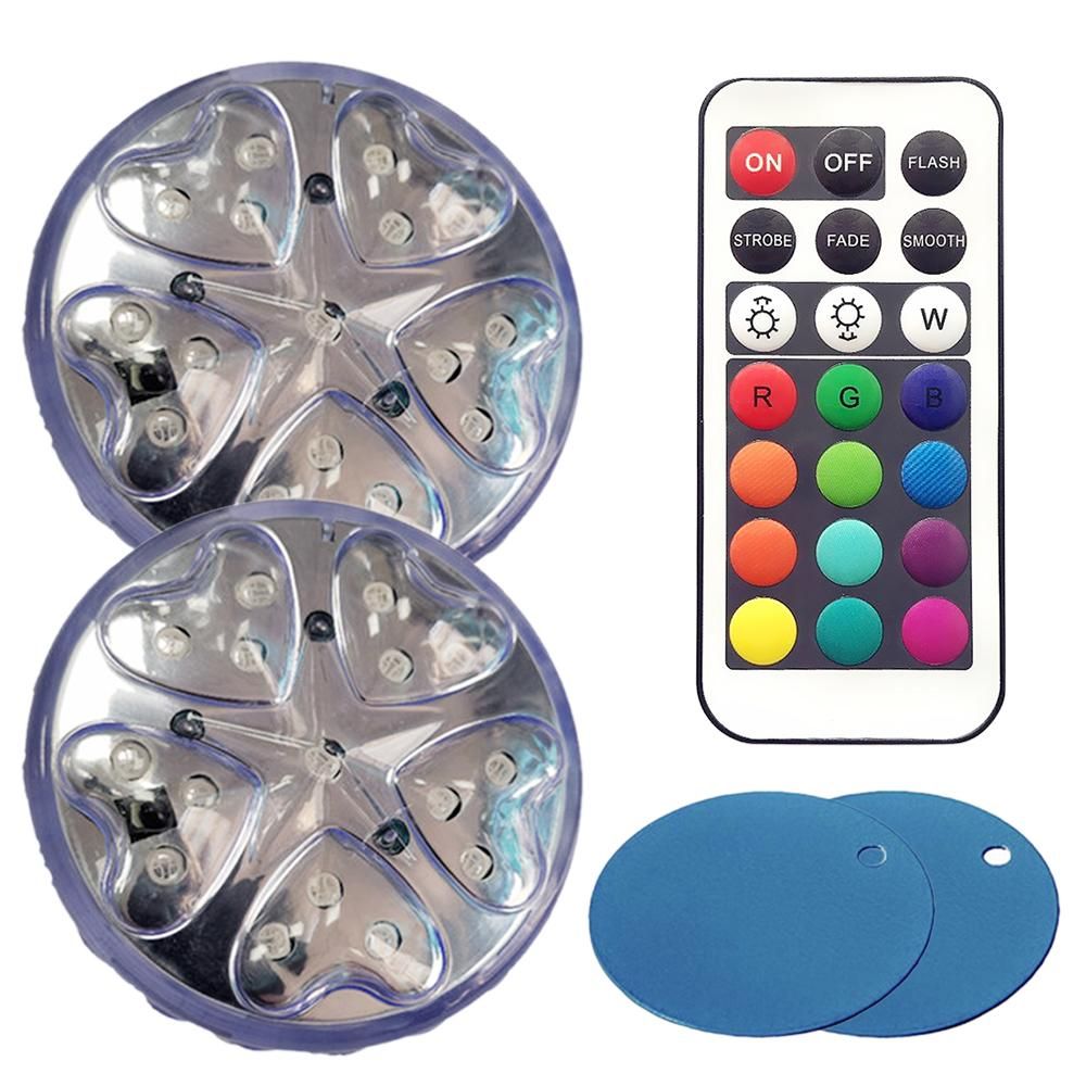 Dimmable Submersible Pool Light with IR Remote Control RGBW LEDs Pond Fountain Lamp 13 Colors & 4 Lighting Modes IP68 Waterproof Underwater Light Decoration Lamp for Party Christmas Swimming Pool Christmas