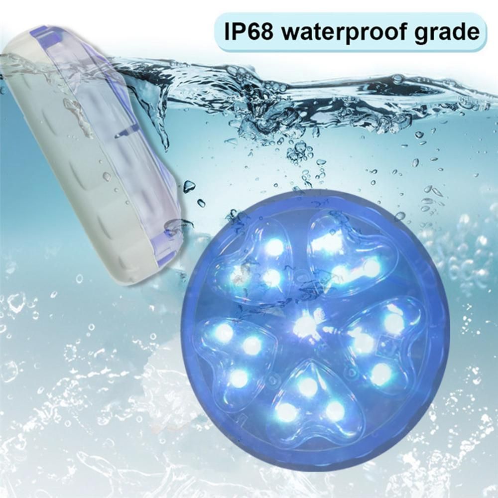 Dimmable Submersible Pool Light with IR Remote Control RGBW LEDs Pond Fountain Lamp 13 Colors & 4 Lighting Modes IP68 Waterproof Underwater Light Decoration Lamp for Party Christmas Swimming Pool Christmas