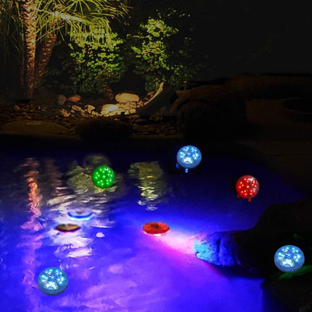 Dimmable Submersible Pool Light with IR Remote Control RGBW LEDs Pond Fountain Lamp 13 Colors & 4 Lighting Modes IP68 Waterproof Underwater Light Decoration Lamp for Party Christmas Swimming Pool Christmas