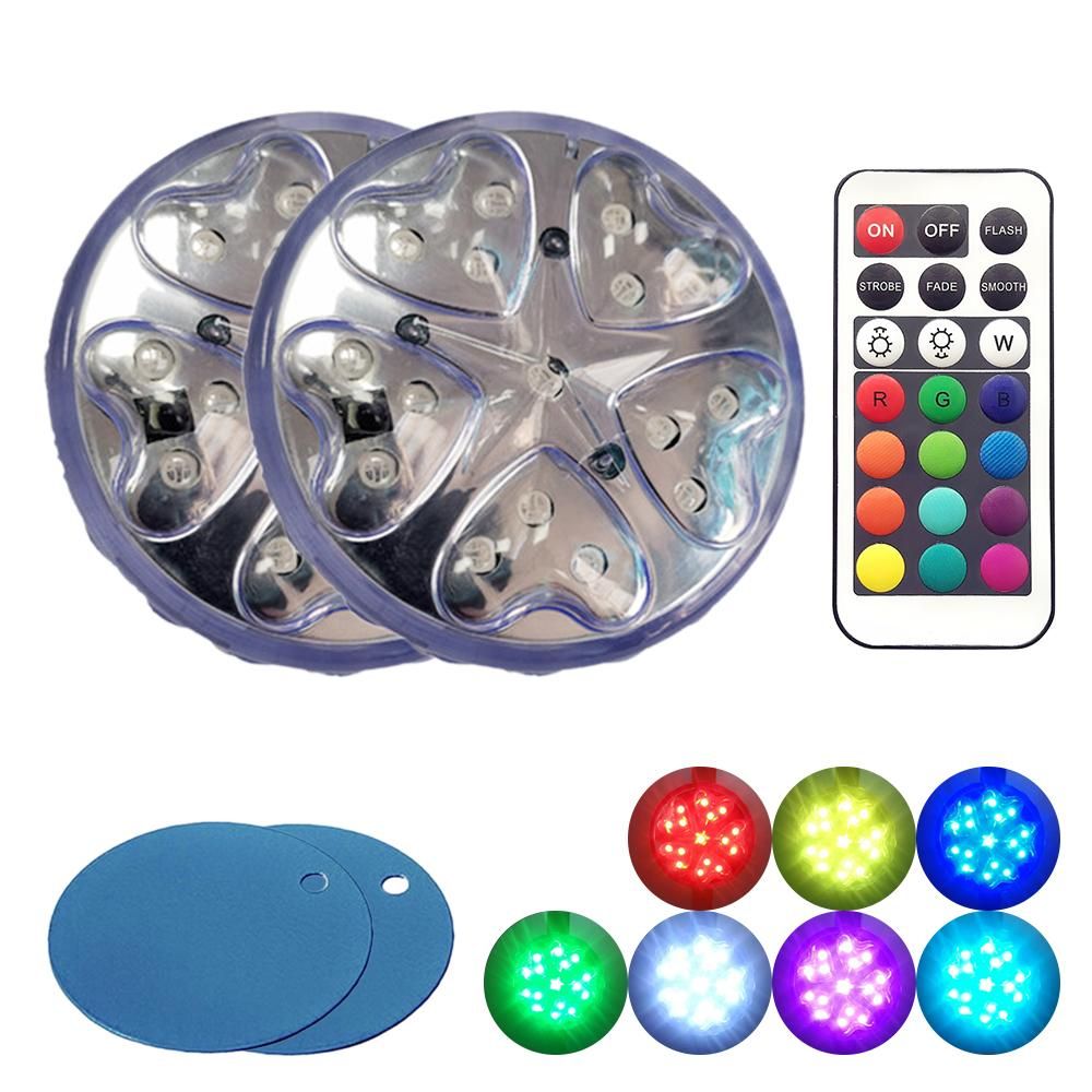 Dimmable Submersible Pool Light with IR Remote Control RGBW LEDs Pond Fountain Lamp 13 Colors & 4 Lighting Modes IP68 Waterproof Underwater Light Decoration Lamp for Party Christmas Swimming Pool Christmas