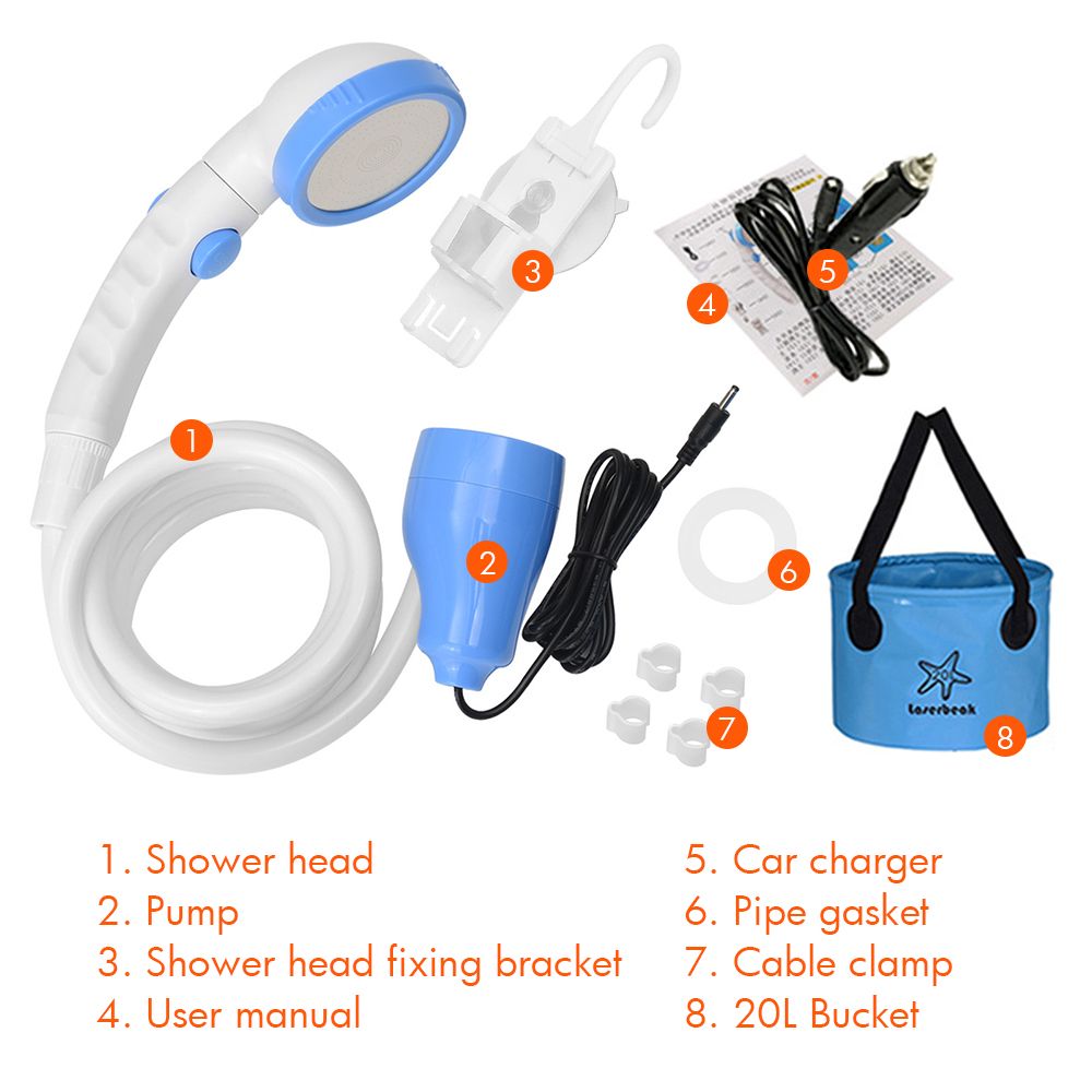 Portable Camping Shower Outdoor Shower Head With 20L Bucket