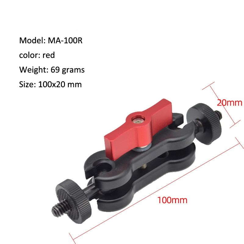 MA-100R Red YJ Magic Arm Bracket Mount 1/4 Inch Ball Head Magic Arm