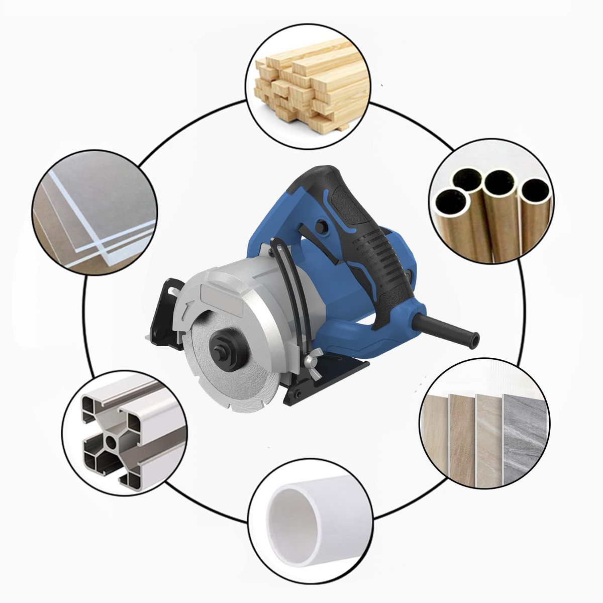 1500W Electric Cutter Circular Saw Concrete Saw Handheld Tile Saw, Disc Cutter, Power Cutter for Brick, Concrete Wall, Granite, Marble