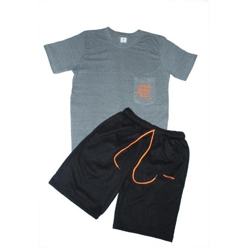 Optimus Prime Pocket T-shirt And Plain Crested Short - Grey & Black