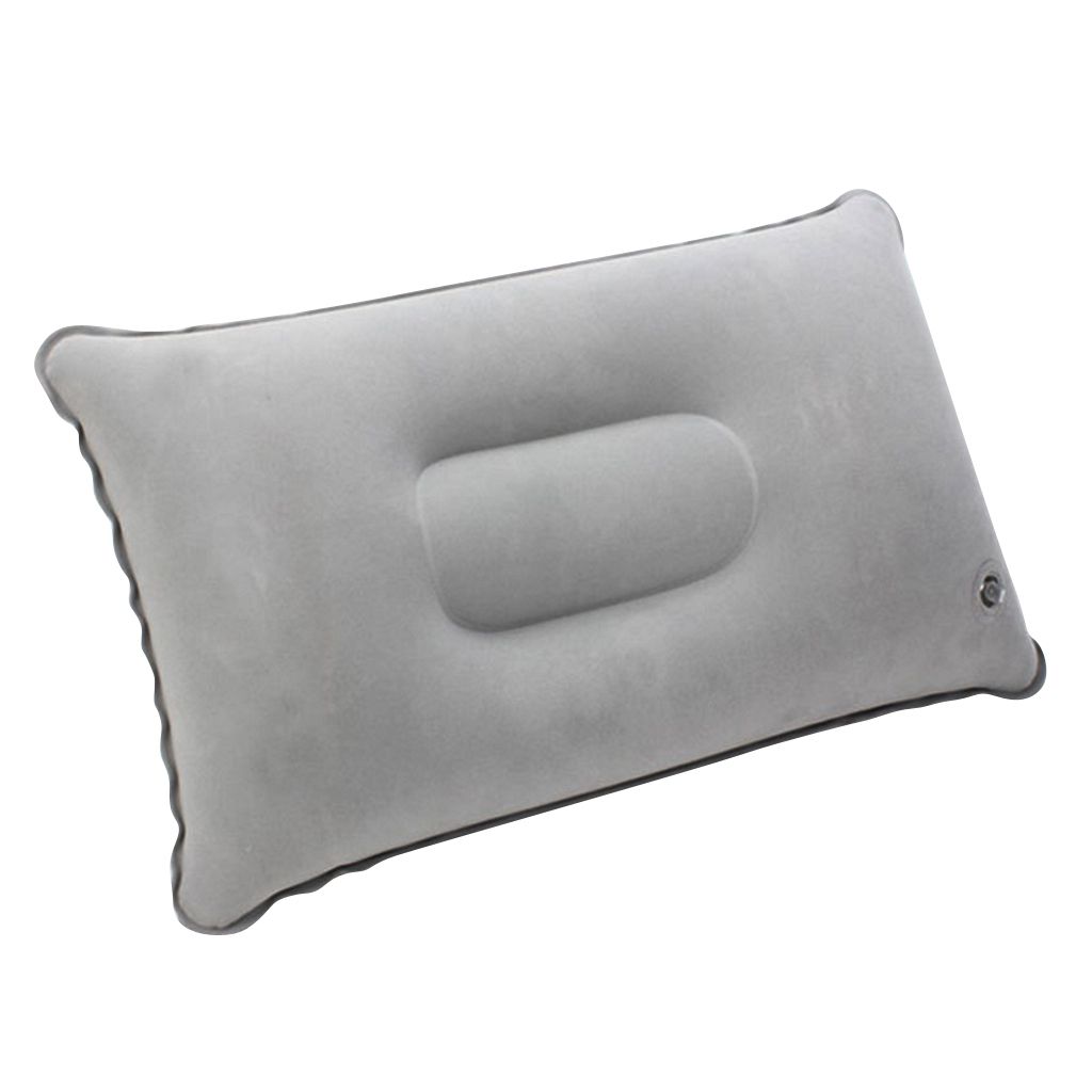 Inflatable Pillow Travel Air Cushion Camping Car 34x22cm Light Gray