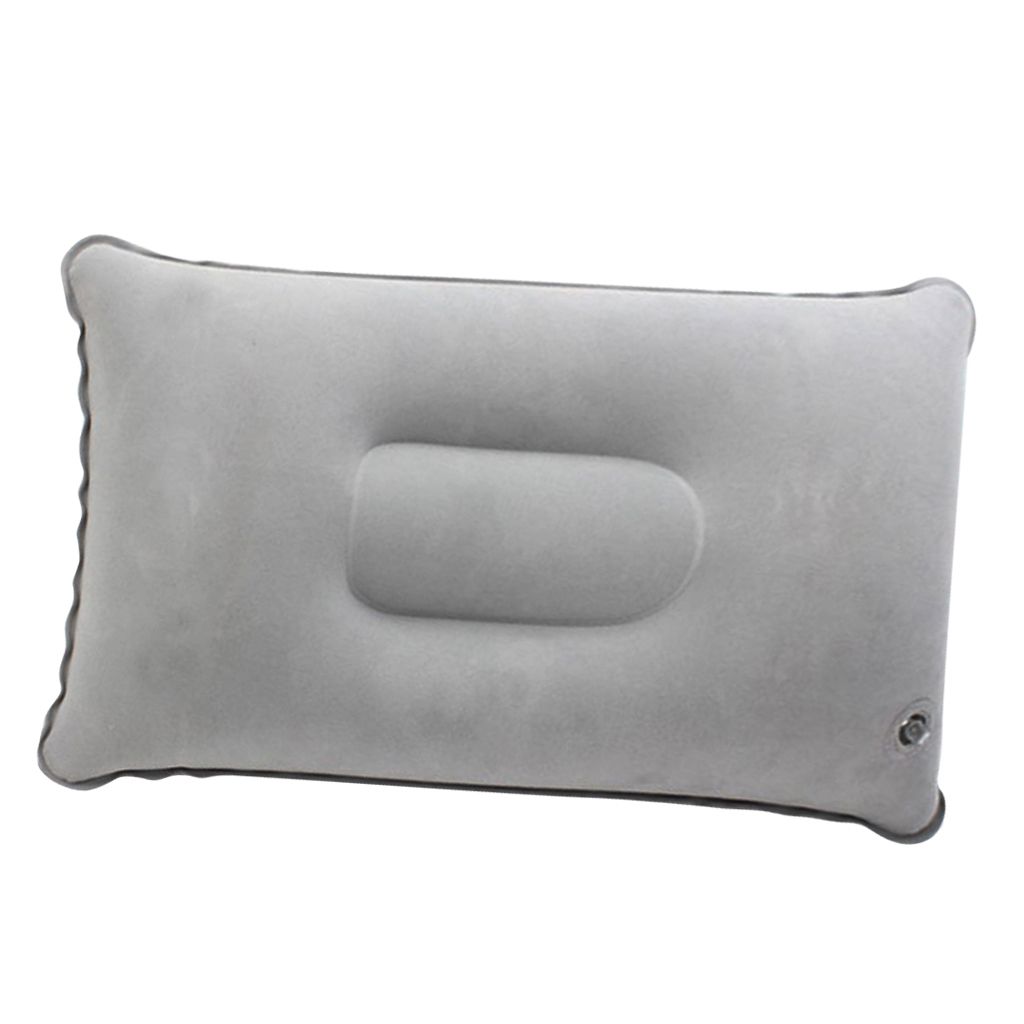 Inflatable Pillow Travel Air Cushion Camping Car 34x22cm Light Gray