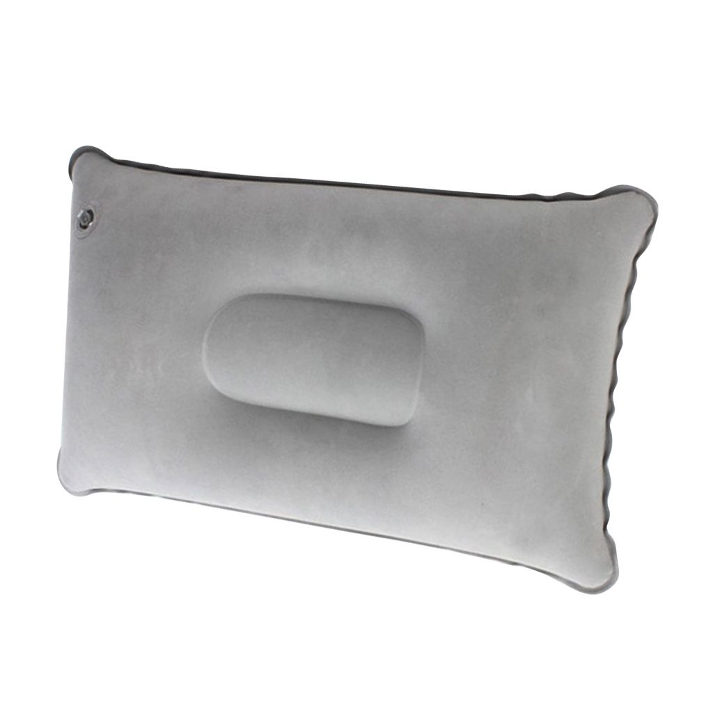 Inflatable Pillow Travel Air Cushion Camping Car 34x22cm Light Gray
