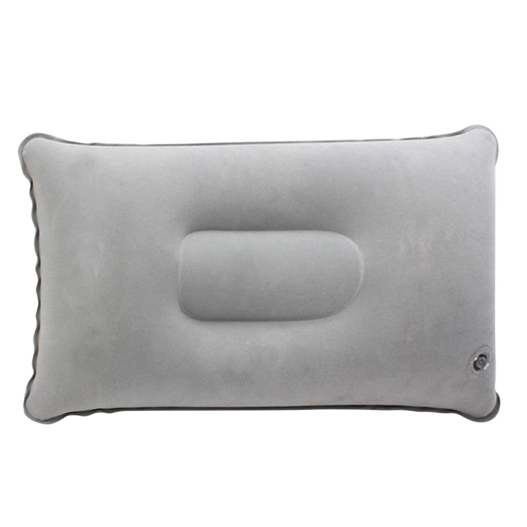 Inflatable Pillow Travel Air Cushion Camping Car 34x22cm Light Gray